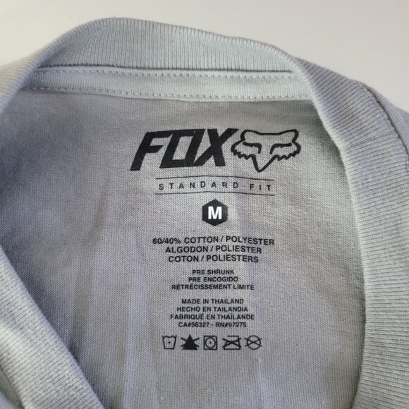 Fox Tee Shirt Gray Mens Medium Standard Fit Blue White Detail - Picture 5 of 10